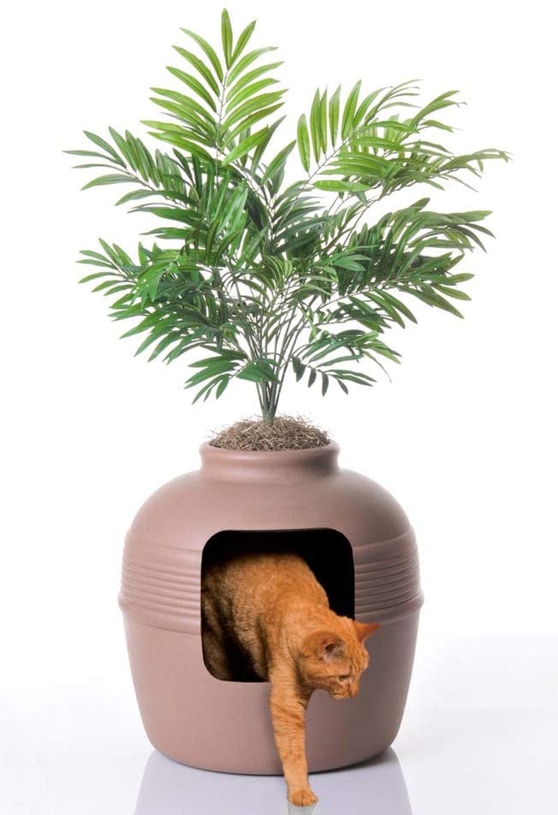 Good Pet Stuff, the Original Hidden Litter Box, Artificial Plants & Enclosed Cat Planter Litter Box, Vented & Odor Filter, Easy to Clean, Mocha Brown