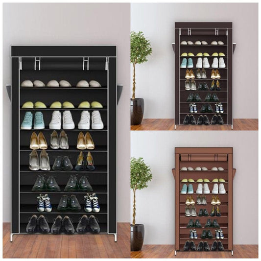 Goorabbit Shoe Rack Organizer 10 Tires Shoe Storage Cabinet Free Standing Shoe Shelf Organizer with Non-Woven Fabric Cover ,Beige