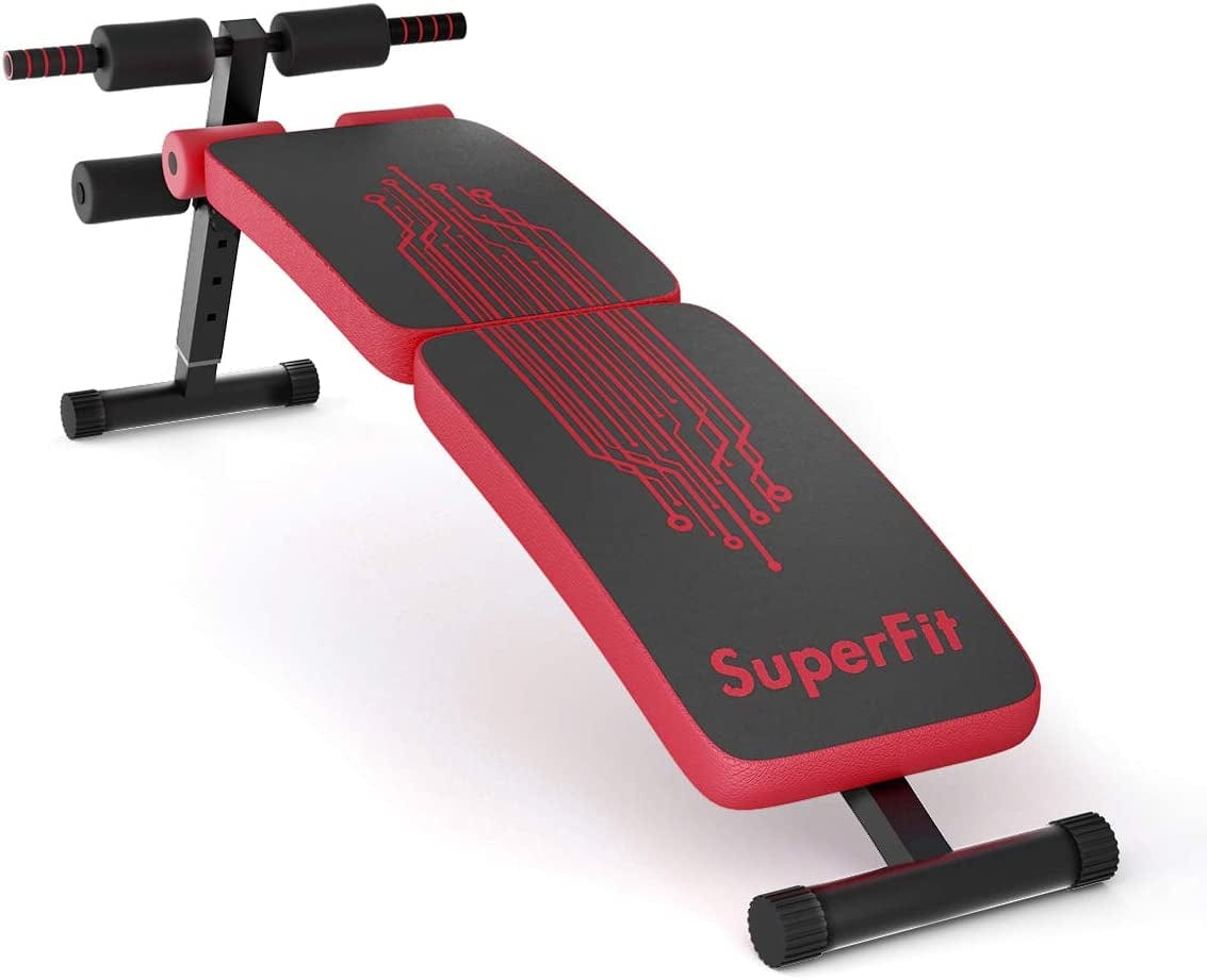 Goplus Sit up Bench Adjustable, Foldable Abdominal Training Workout Slant Bench, Decline Curved Ab Bench with 4 Adjustable Height Settings