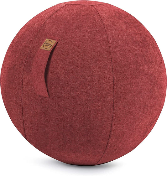 Gouchee Home Alfa Sitting Ball European Design Exercise Ball Chair for Offices, Home Pilates, Ergonomic Posture, Balance, Stability and Fitness Aesthetic Swiss Ball with Soft Cover and Handle. Red