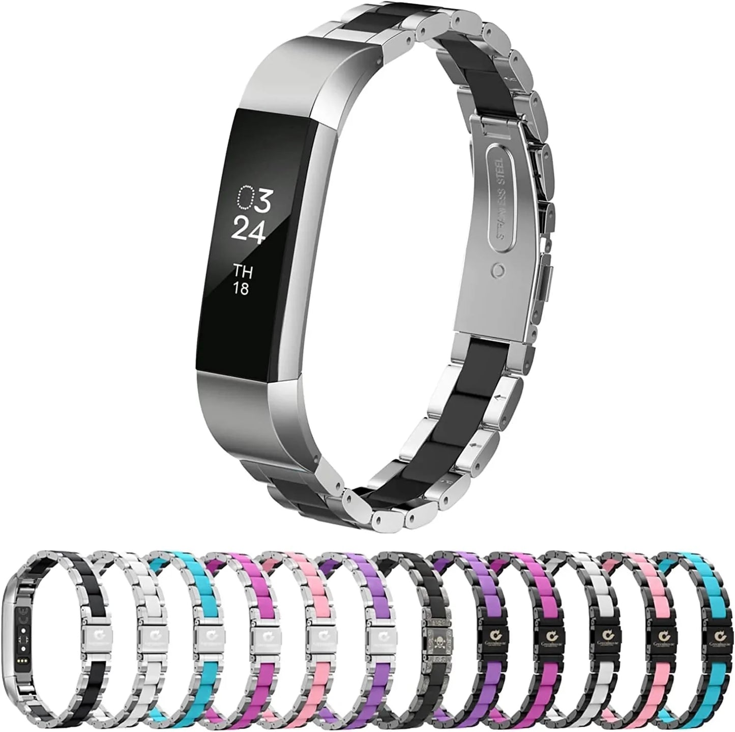 Greeninsync Compatible with Fit Bit Alta Bands Metal, Special Edition Replacement for Alta HR Stainless Steel Bands Adjustable Accessory Wristband Small Large for Alta Bracelet Women Men