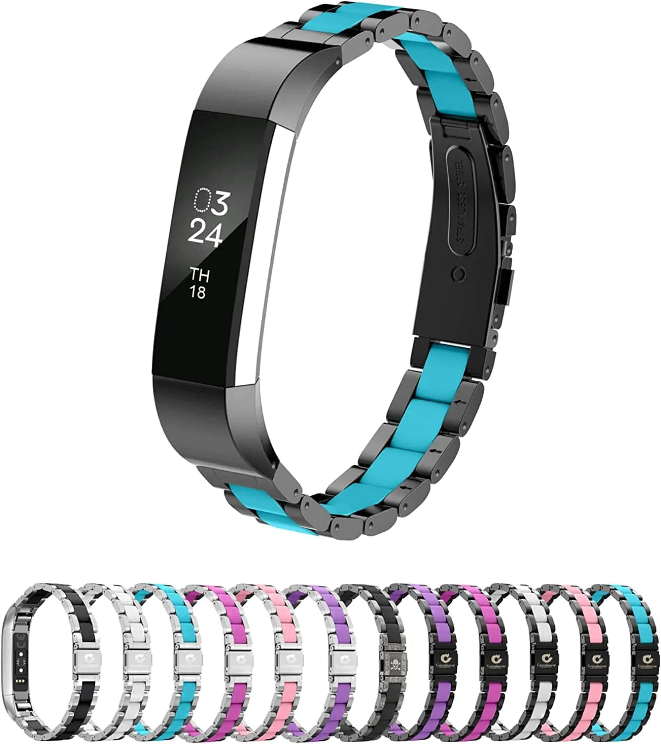 Greeninsync Compatible with Fit Bit Alta Bands Metal, Special Edition Replacement for Alta HR Stainless Steel Bands Adjustable Accessory Wristband Small Large for Alta Bracelet Women Men