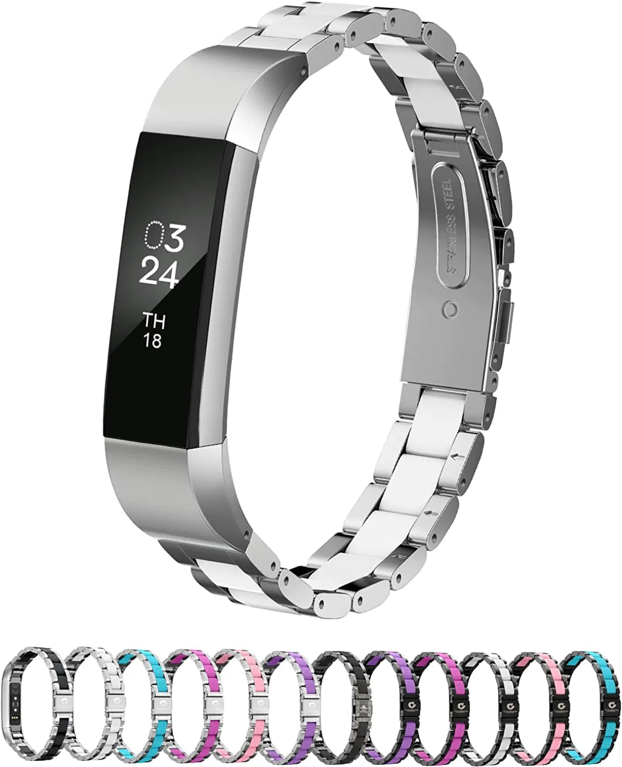 Greeninsync Compatible with Fit Bit Alta Bands Metal, Special Edition Replacement for Alta HR Stainless Steel Bands Adjustable Accessory Wristband Small Large for Alta Bracelet Women Men