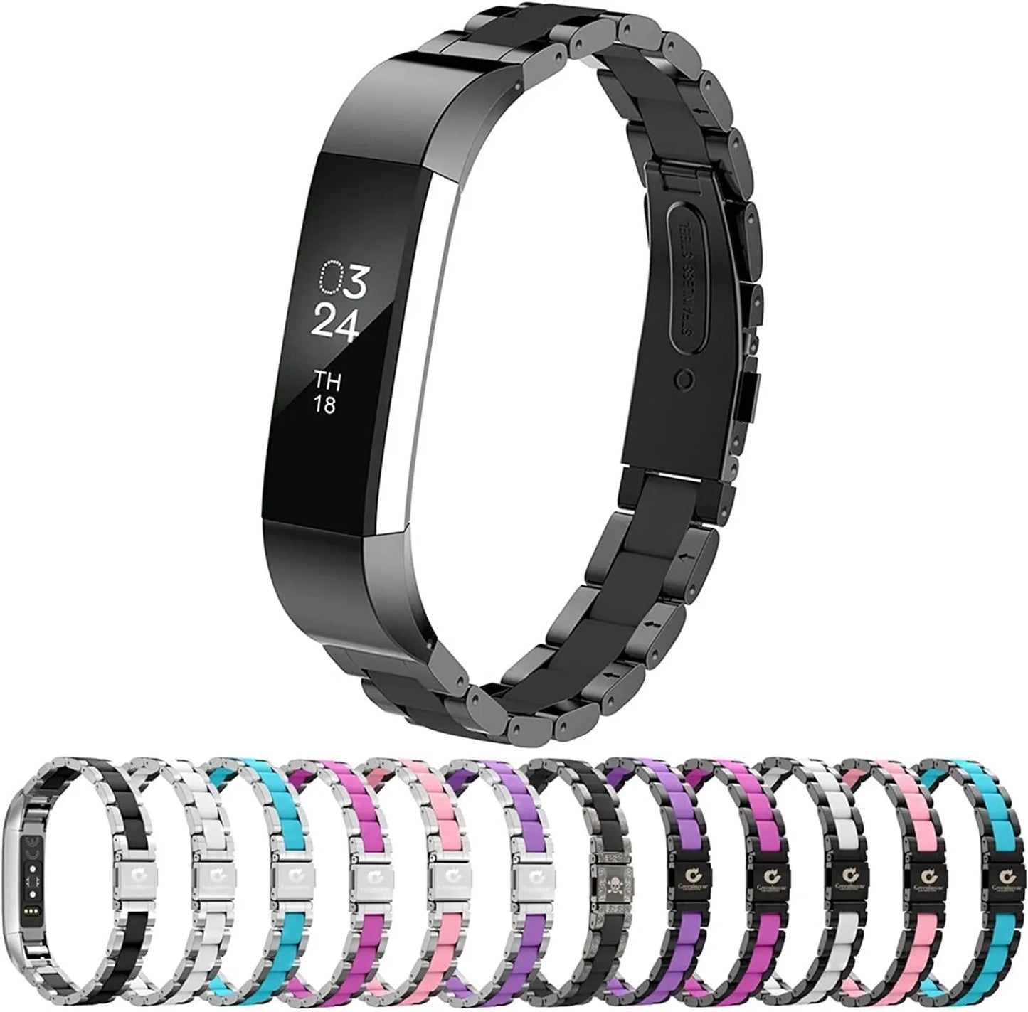 Greeninsync Compatible with Fit Bit Alta Bands Metal, Special Edition Replacement for Alta HR Stainless Steel Bands Adjustable Accessory Wristband Small Large for Alta Bracelet Women Men