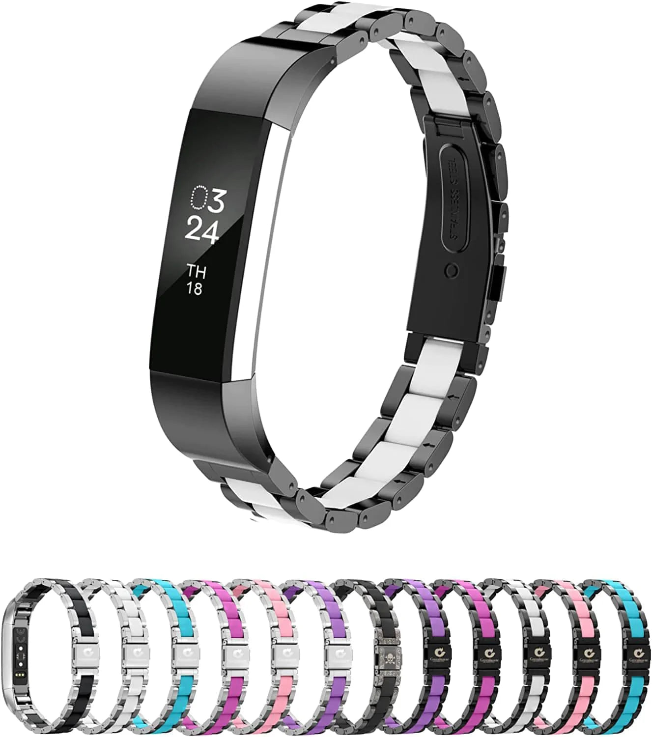 Greeninsync Compatible with Fit Bit Alta Bands Metal, Special Edition Replacement for Alta HR Stainless Steel Bands Adjustable Accessory Wristband Small Large for Alta Bracelet Women Men