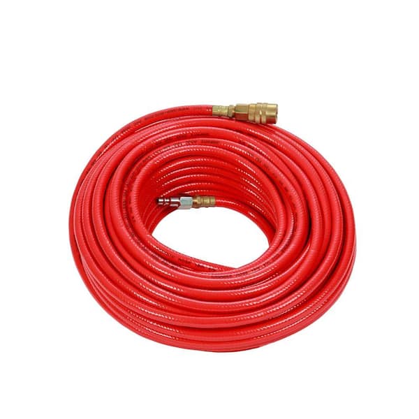 PVC Air Hose 1/4 in. x 50 ft. Flexible With Couplers Oil Abrasion Resistant