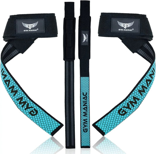 Gym Maniac - Padded Wrist Straps for Weightlifting - High Grip, Silica Gel Wraps - Gym Accessories for Men and Women - Workout Grips and Lifting Equipment - for Pull Ups, Deadlifts, Barbell and More