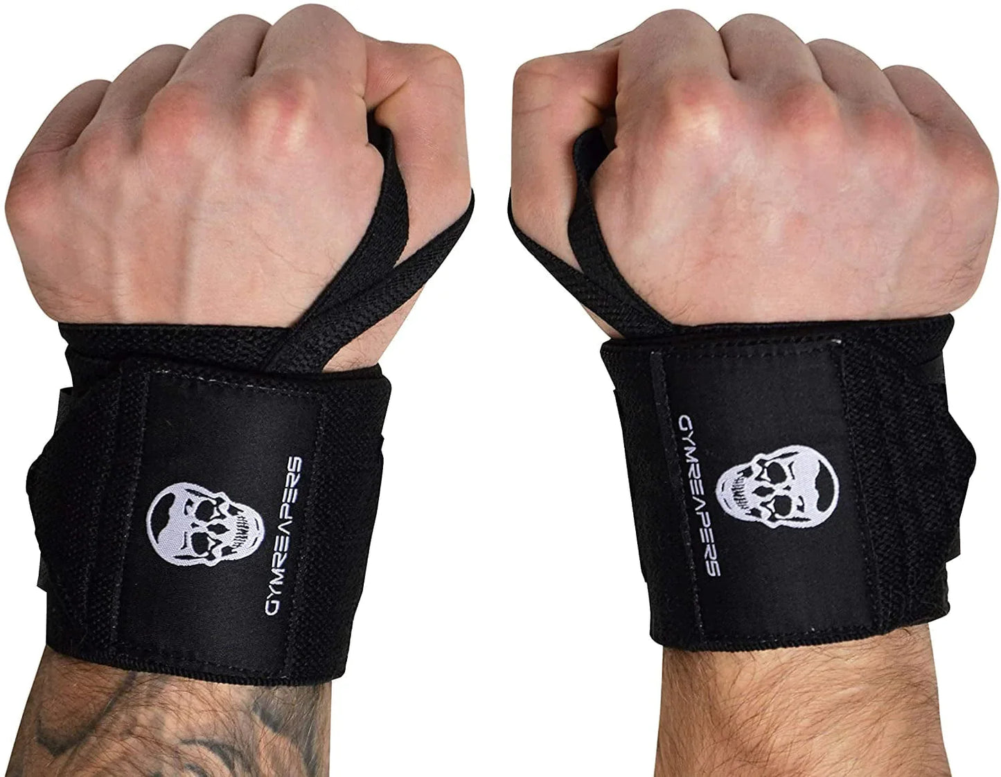 Gymreapers Weightlifting Wrist Wraps (IPF Approved) 18" Professional Quality Wrist Support with Heavy Duty Thumb Loop - Best Wrap for Powerlifting Competition, Strength Training, Bodybuilding