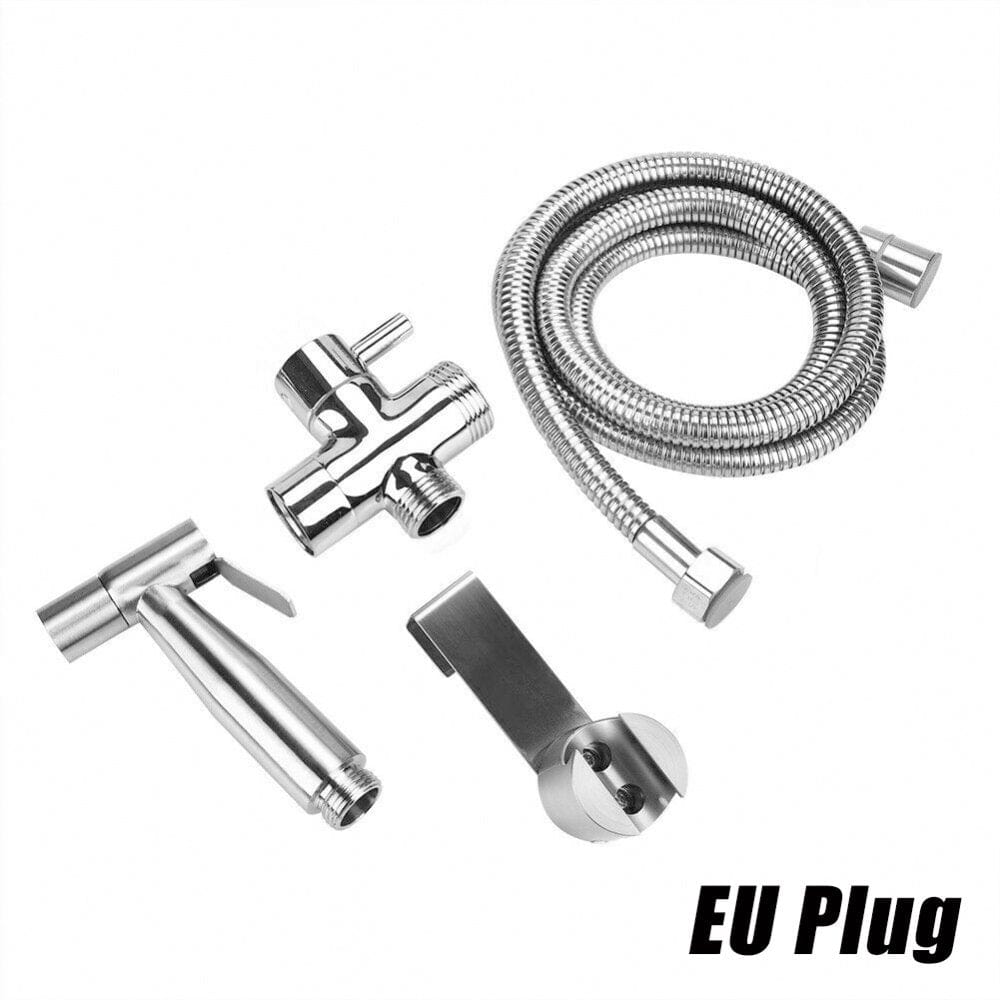 Handheld Bidet Sprayer Kit for Toilet Portable Pet Shower Toilet Water Sprayer Convenient Women Men Kid Bathroom Toilet Handheld Bidet Sprayer Kit Stainless Steel EU Plug