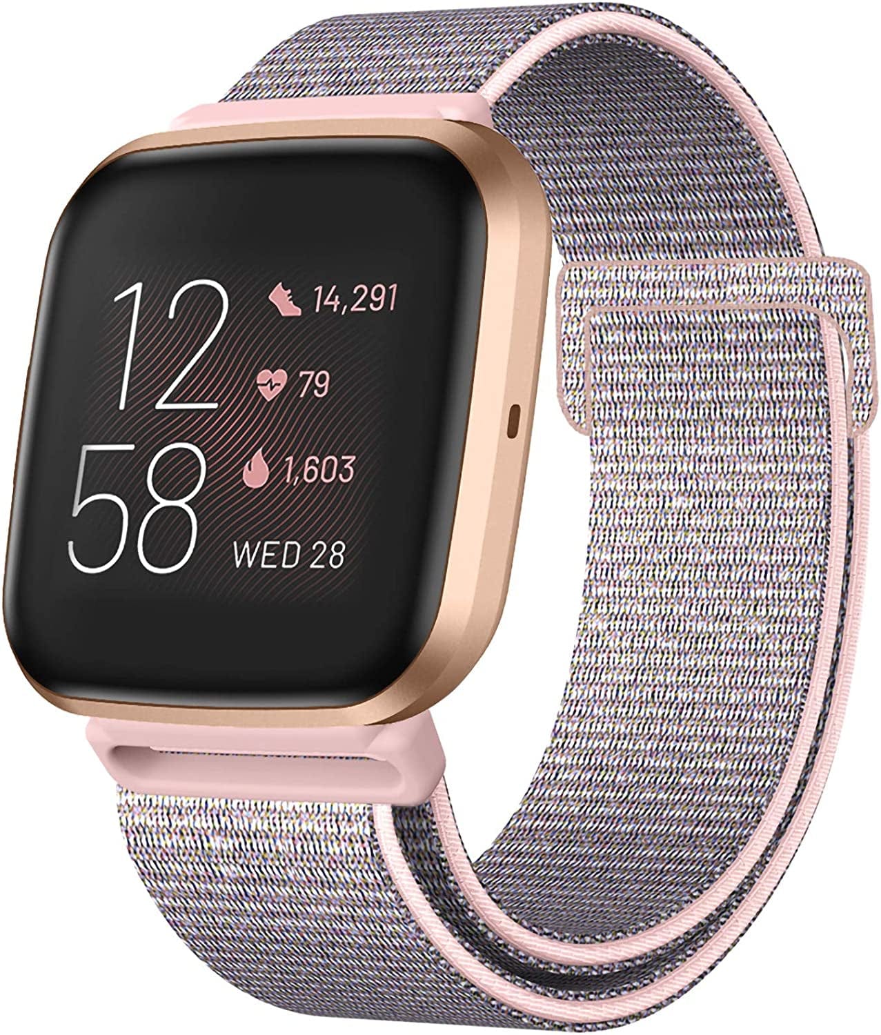 HAPAW Nylon Bands Compatible with Fitbit Versa/Versa 2, Soft Adjustable Breathable Sport Replacement Strap Band Accessories Wristband Women Man for Versa Smartwatch