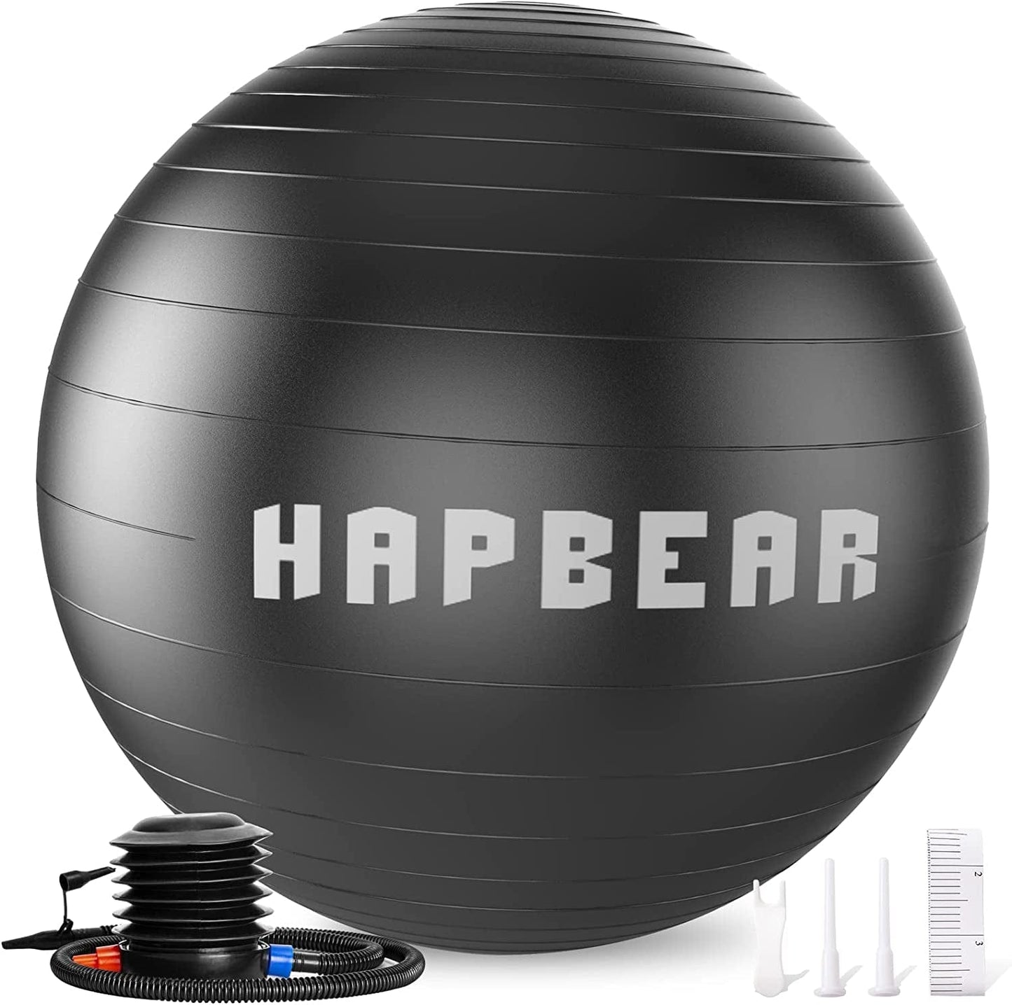 HAPBEAR Exercise Ball, 5 Sizes Yoga Ball for Stability Work Out, Large Birthing Ball for Pregnancy, Anti-Burst Swiss Balance Fitness Ball for Gym Office Physical Therapy Pilates, Quick Pump Included
