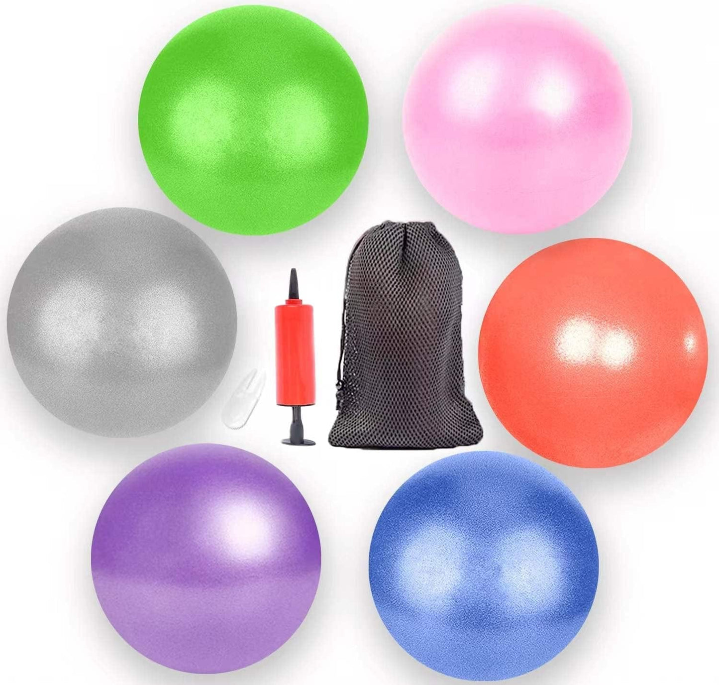 HCFGUS 9 Inch Mini Exercise Pilates Yoga Ball, Stability Ball for Yoga, Barre, Training and Physical Therapy- Improves Balance, Core Strength Yoga Ball with Inflate Pump(6 Pcs)