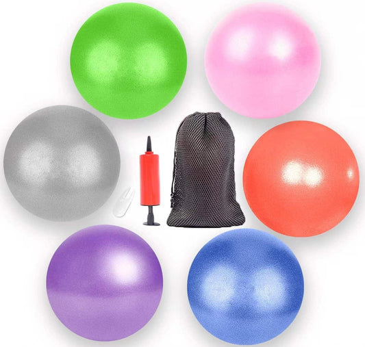 HCFGUS 9 Inch Mini Exercise Pilates Yoga Ball, Stability Ball for Yoga, Barre, Training and Physical Therapy- Improves Balance, Core Strength Yoga Ball with Inflate Pump(6 Pcs)