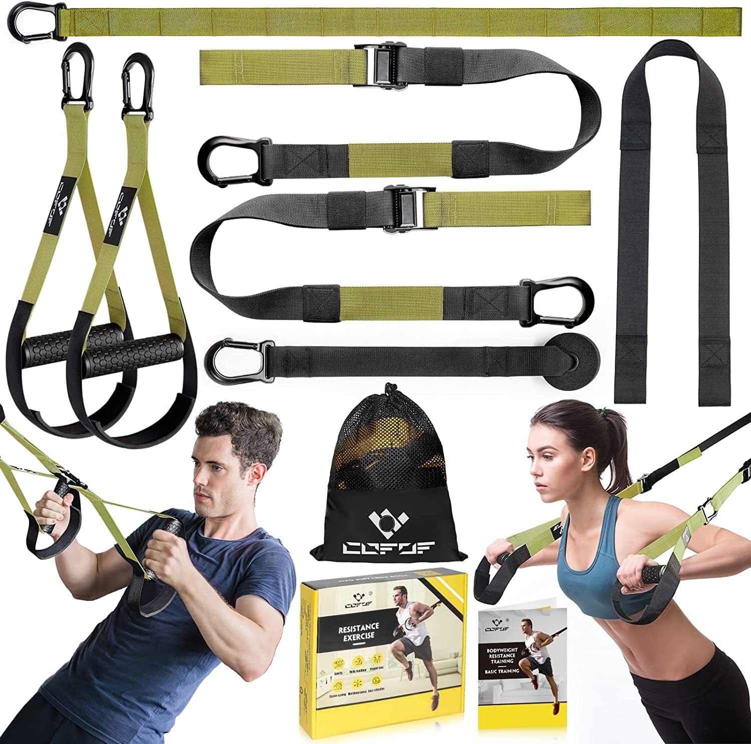 Home Resistance Training Kit, Resistance Trainer Exercise Straps with Handles, Door Anchor and Carrying Bag for Home Gym, Bodyweight Resistance Workout Straps for Indoor & Outdoor