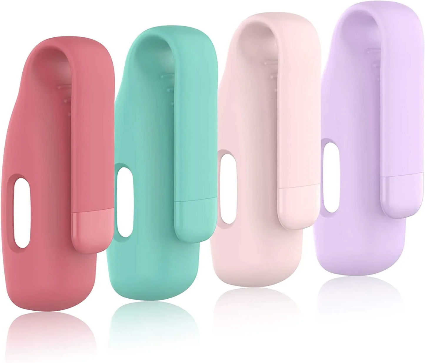 Huadea 4-Pack Clip Case Compatible with Fitbit Inspire 2/Fitbit Inspire 3, Soft Silicone Clip Clasp Accessory Replacement for Fitbit Inspire 2/Inspire 3 (Official Red/Violet/Teal/Rose Pink)