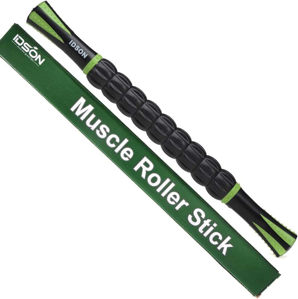 Idson Muscle Roller Stick for Athletes- Body Massage Sticks Tools-Muscle Roller Massager for Relief Muscle Soreness,Cramping and Tightness,Help Legs and Back Recovery,Black Yellow