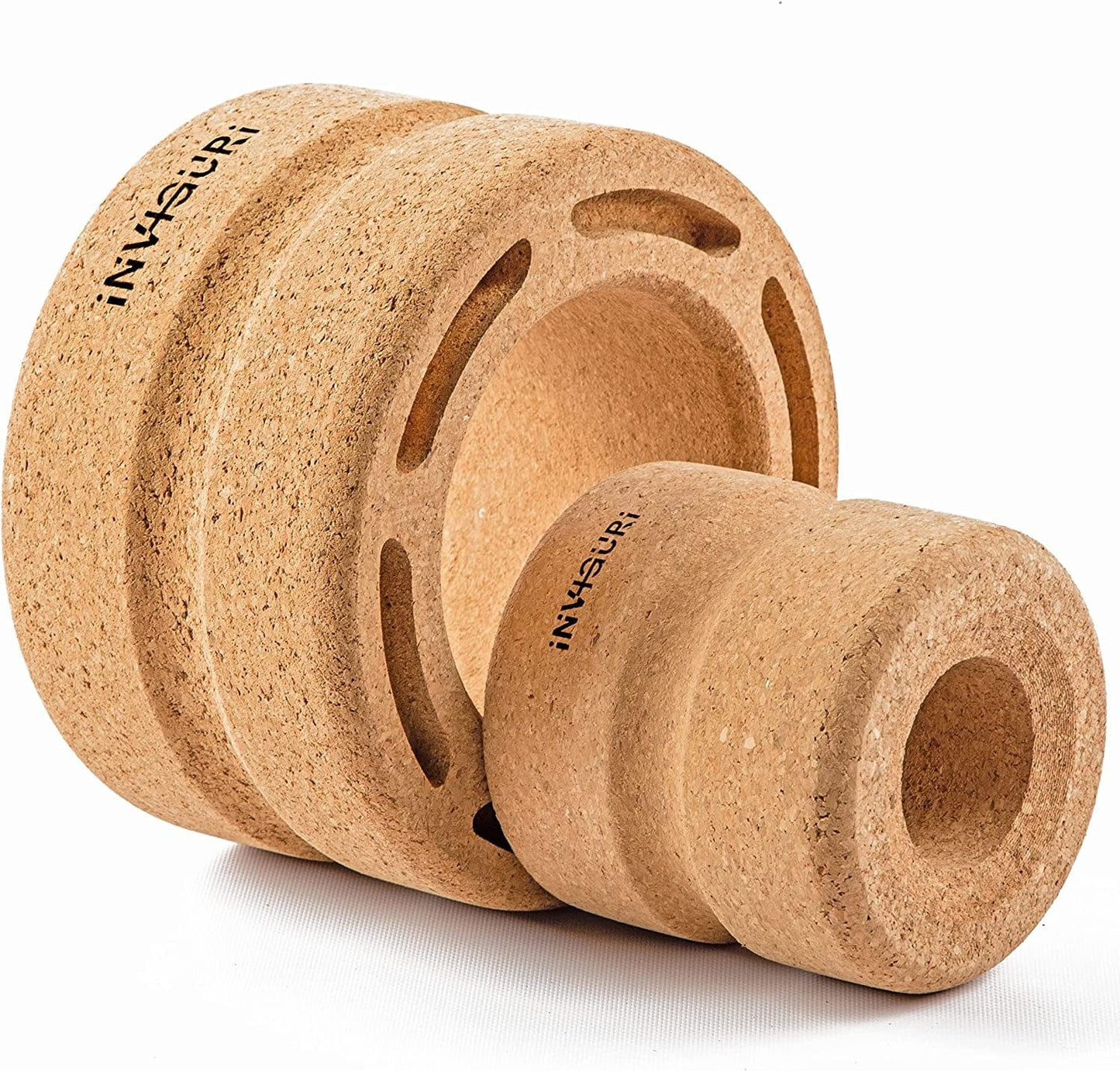 Inviguri Roller Yoga Wheel for Back & Neck Pain, with Spinal Groove. Medium to Deep Pressure for Heavy Duty Foam Rolling. Made from Natural Cork.