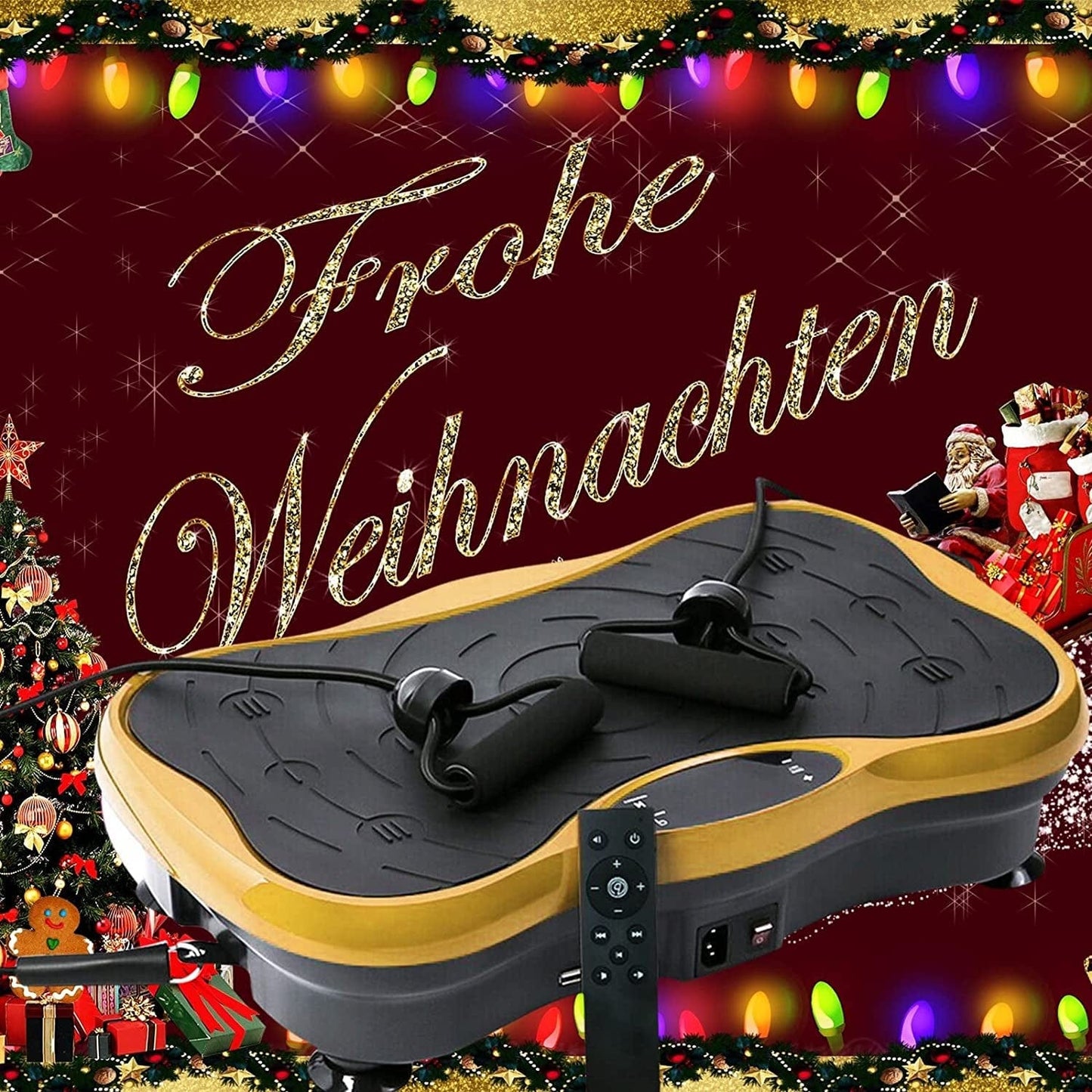 IYFAN Vibration Plate Exercise Machine Whole Body Workout Machine Vibration Fitness Platform Machine Home Training Equipment with Resistance Bands, Remote Control and Max Load 440Lbs