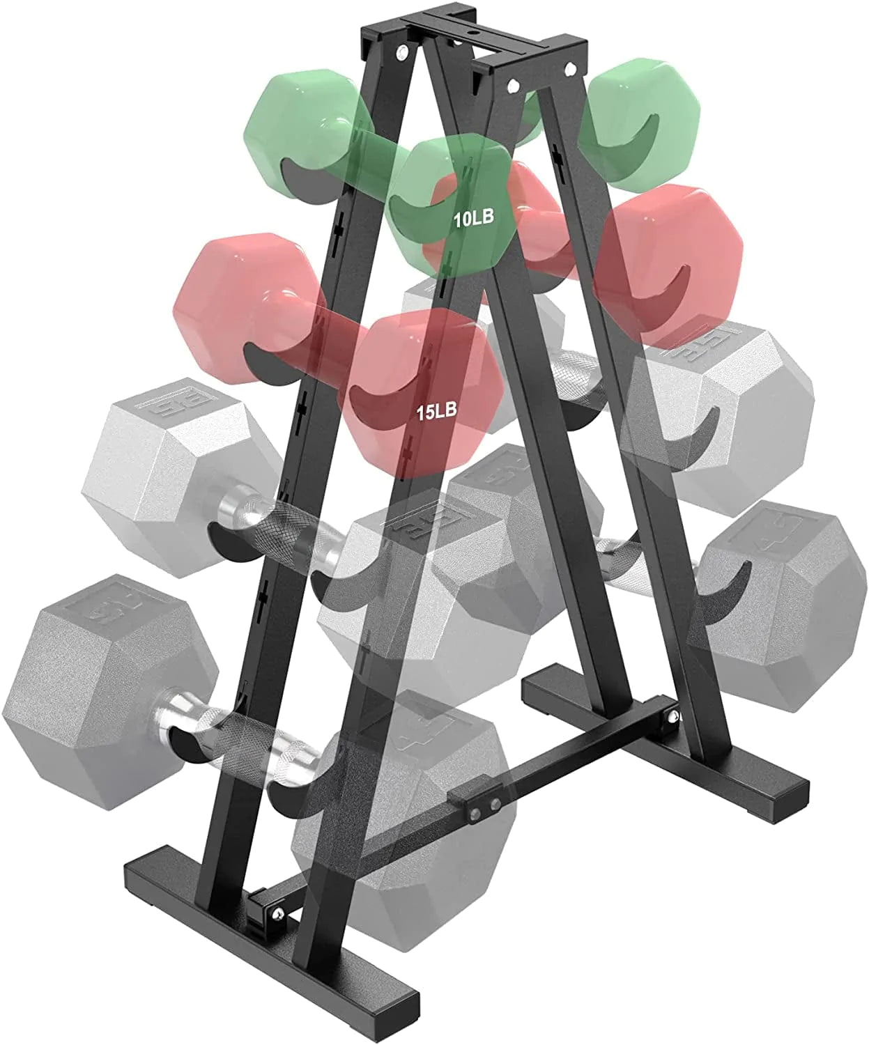 JOLISTEN Dumbbell Rack Stand Only for Home Gym, Free Weight Rack for Dumbbells 400 LBS Capacity, Small Compact A-Frame Hand Weights Holder Rack 4 Tier (7 Tiers Adjustable)