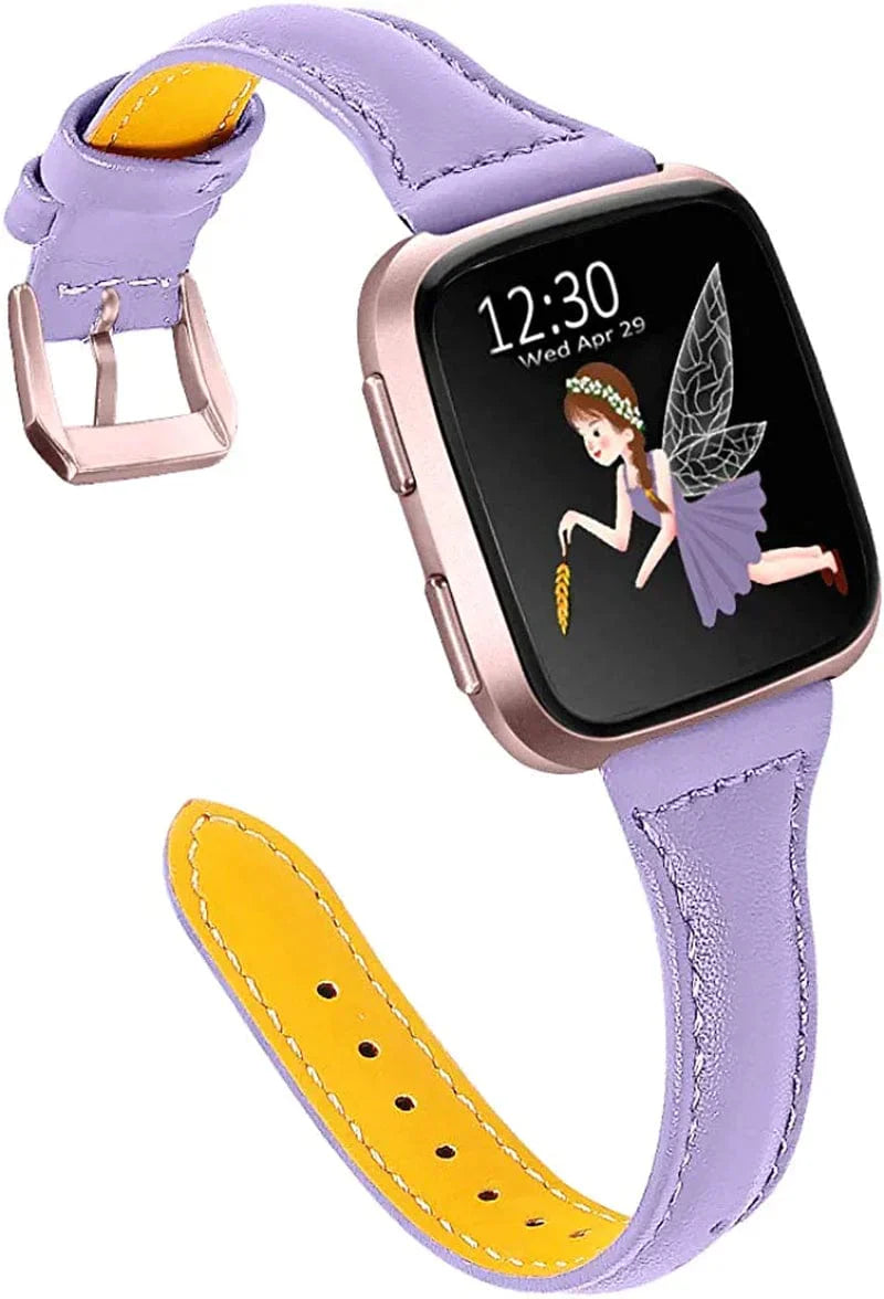 JOYOZY Genuine Leather Bands Compatible Fitbit Versa /Versa2 &New Fitbit Versa Lite Smartwatch,Fitbit Versa Wristband Replacement Accessories Fitness Straps Bands Women Men