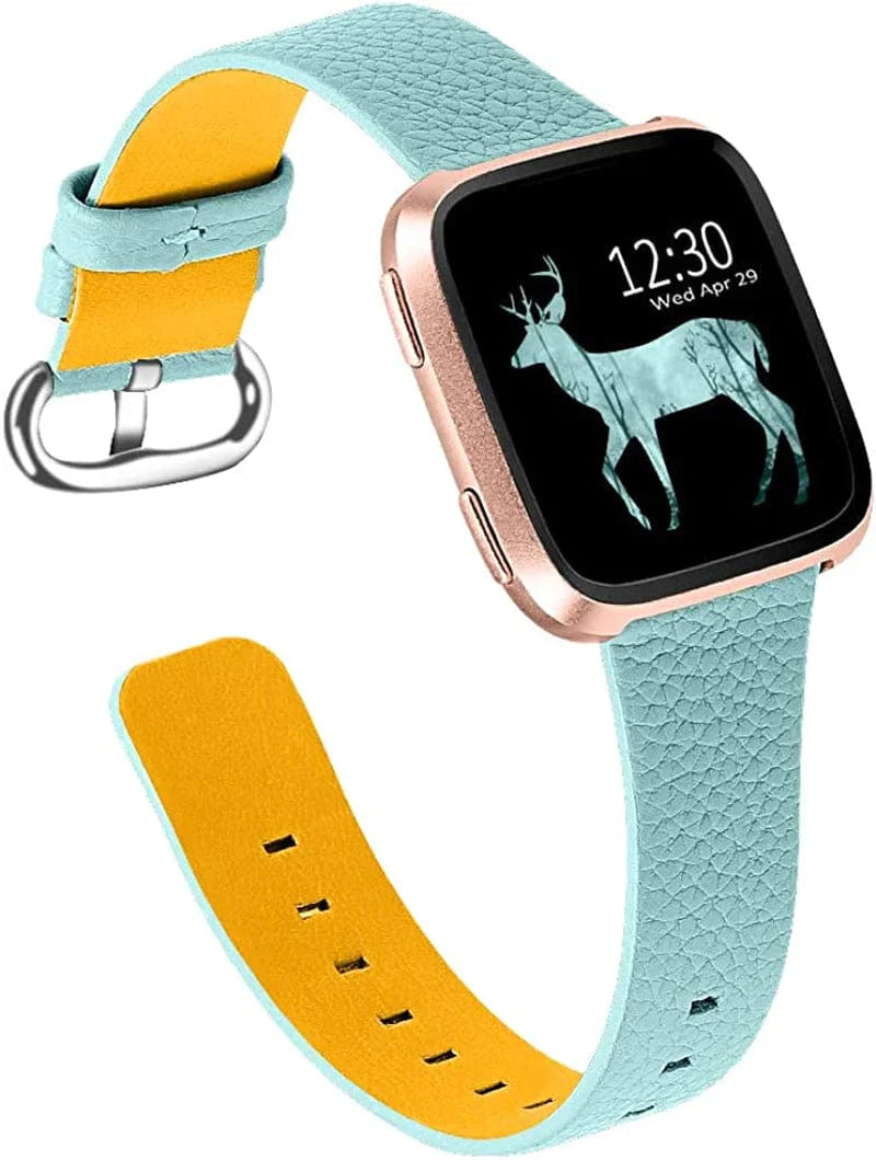 JOYOZY Genuine Leather Bands Compatible Fitbit Versa /Versa2 &New Fitbit Versa Lite Smartwatch,Fitbit Versa Wristband Replacement Accessories Fitness Straps Bands Women Men