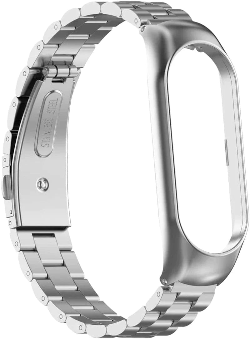 KOMI Compatible for Xiaomi Mi Band 7 Band - Stainless Steel Metal Watch Strap for Xiaomi Mi Band 7 Smartwatch Accessories with Metal Frame(Black)
