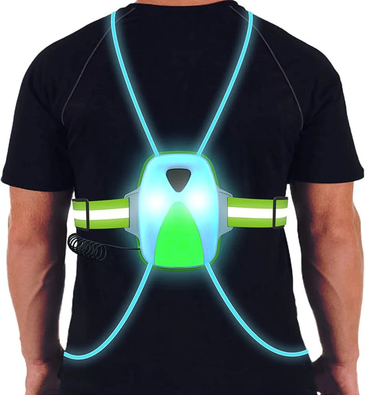 Labeol LED Reflective Running Vest with High Visibility Front Safety Light,6 Bright Colors Lights for Runners,Usb Rechargeable Reflective Accessories for Men/Women Running,Walking,Cycling