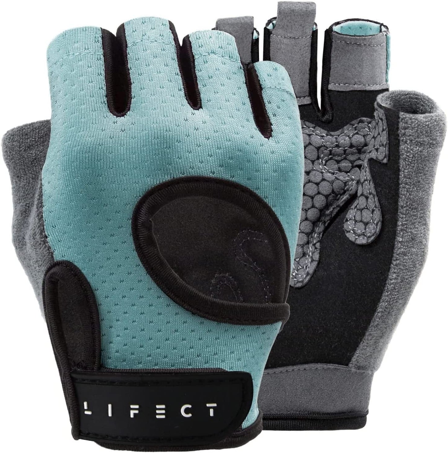 LIFECT Essential Breathable Workout Gloves, Weight Lifting Fingerless Gym Exercise Gloves with Curved Open Back, for Powerlifting, Women and Men