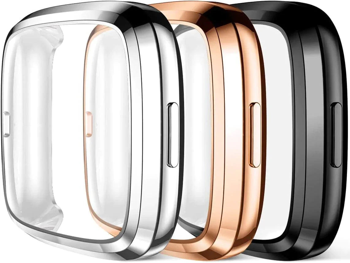 Maledan Ultra Thin Screen Protector Case Compatible with Fitbit Versa 2, 3 Pack TPU HD Full Protective Case Cover Scratch Resistant Shock Absorbing for Versa 2 Smartwatch Bands Accessories