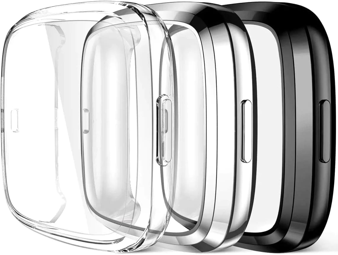 Maledan Ultra Thin Screen Protector Case Compatible with Fitbit Versa 2, 3 Pack TPU HD Full Protective Case Cover Scratch Resistant Shock Absorbing for Versa 2 Smartwatch Bands Accessories