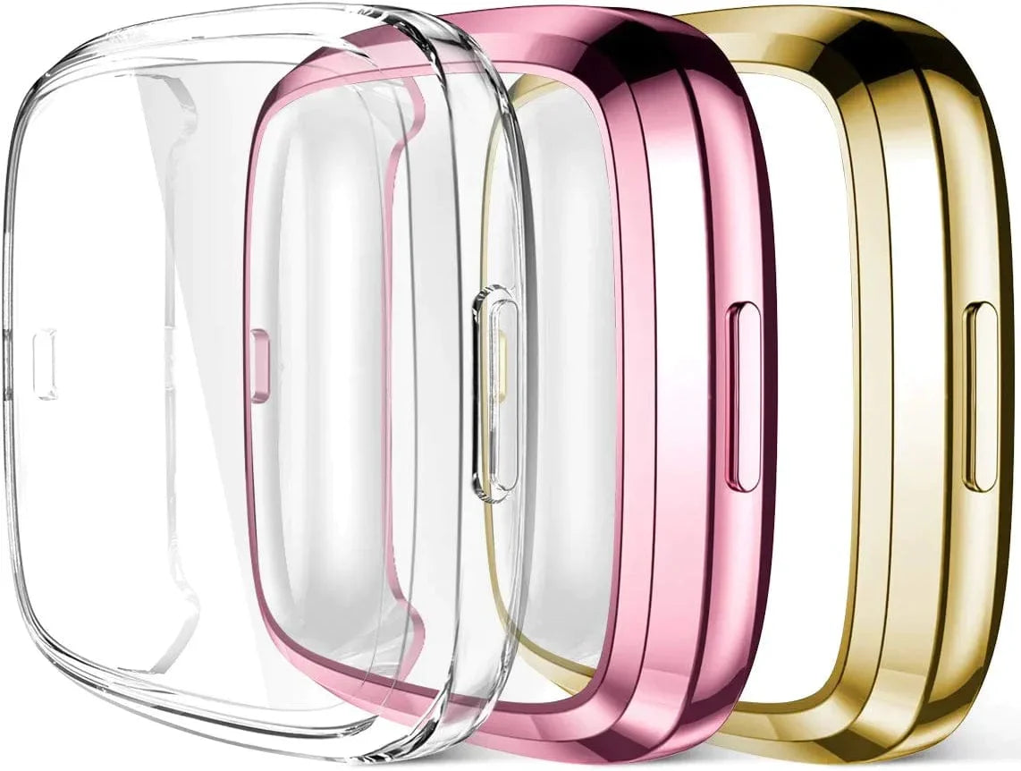 Maledan Ultra Thin Screen Protector Case Compatible with Fitbit Versa 2, 3 Pack TPU HD Full Protective Case Cover Scratch Resistant Shock Absorbing for Versa 2 Smartwatch Bands Accessories