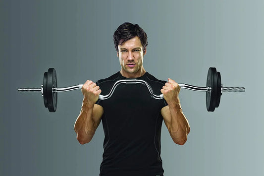 Marcy 2-Piece Threaded Super Curl Bar with Chrome Spin Lock Collars Free Weights Accessories for Home Gym SCB-248