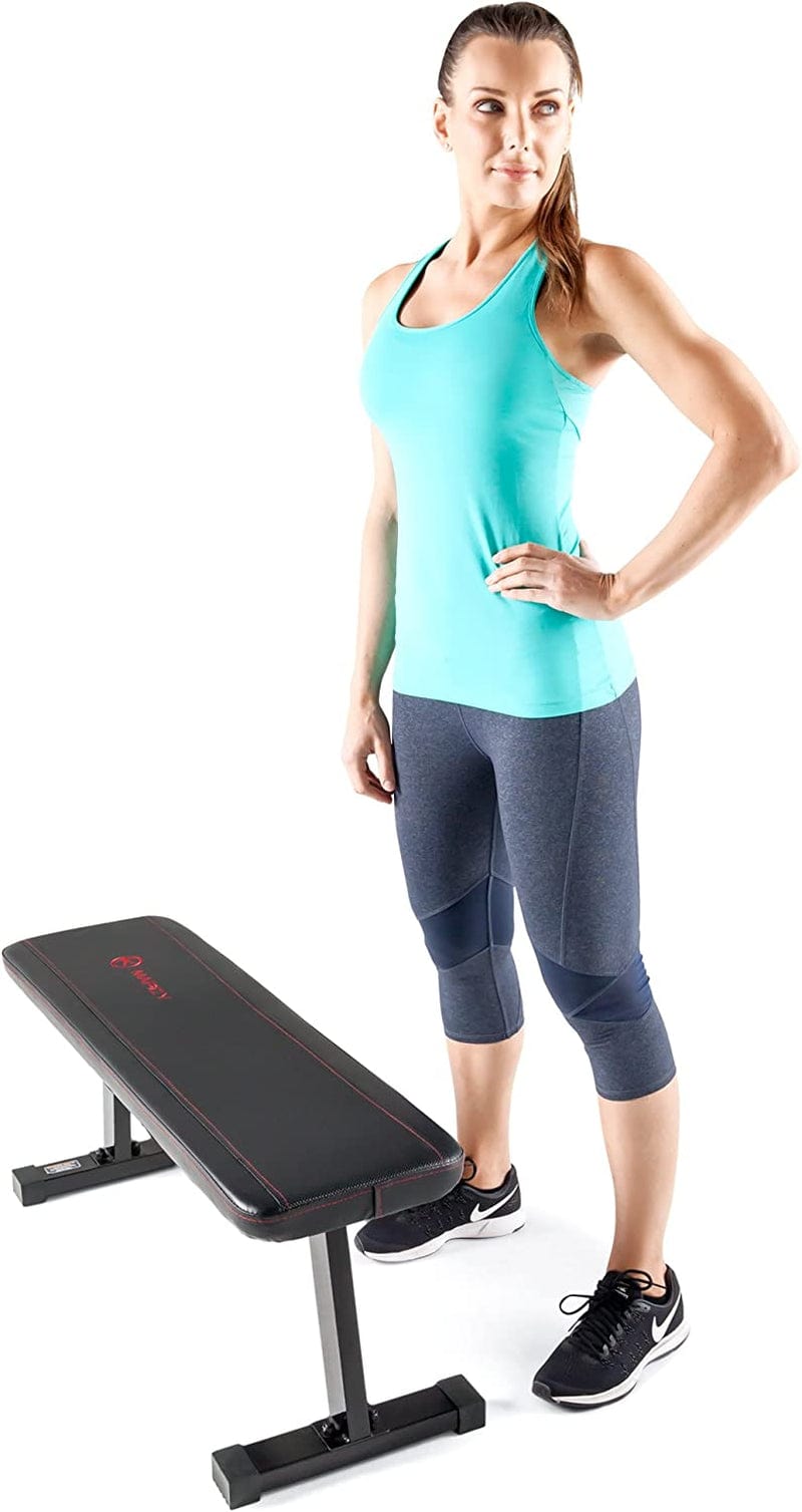 Marcy Flat Utility 600 Lbs Capacity Weight Bench for Weight Training and Ab Exercises SB-315 , Black, 17 X 14 X 43.00 Inches