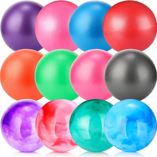 Mini Exercise Ball 9 Inch Pilates Ball Workout Ball Core Ball Soft Yoga Ball for Stability Barre Bender Training Stretching Physical Posture, Improves Balance, Assorted Colors, 2 Style