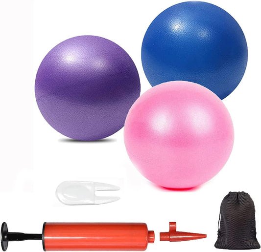 Mini Pilates Exercise Yoga Ball, 6 Inch Small Inflatable Exercise Yoga Ball ,Core Training and Physical Therapy Equipment, Improves Balance for Home & Gym & Office with Pump(3 Pcs)