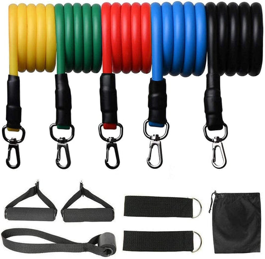 MOJCO Suspension Resistance Bands 11PCS Stackable Resistance Bands Set Workout Exercise Yoga Workout Fitness Training Tubes - 100 Lbs