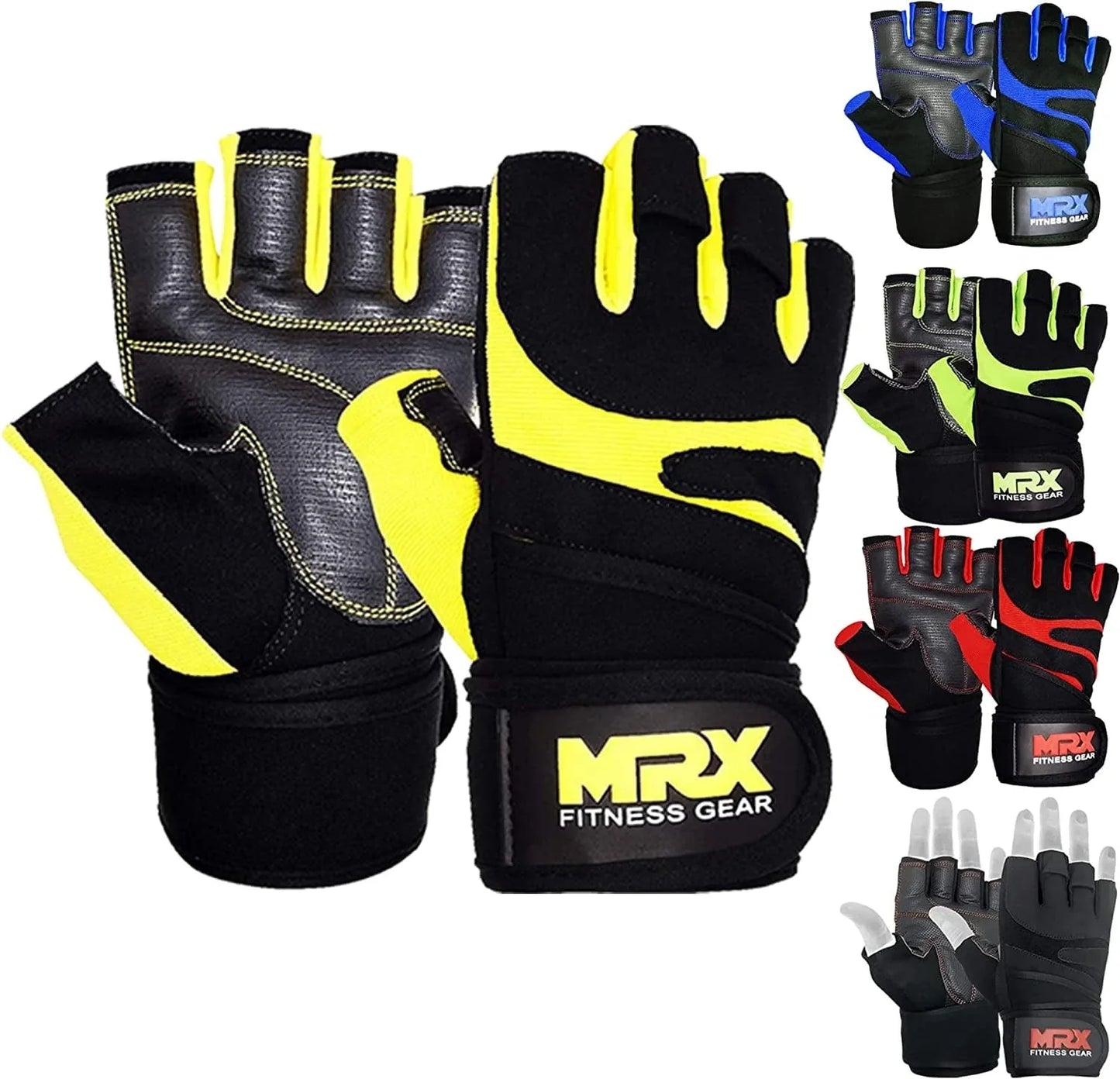 MRX Weightlifting Gloves for Men Workout Gloves Mens Wrist Support Lifting Gloves Male Gym Gloves | Workout Gym Accessories for Men Weight Lifting Fingerless Gym Exercise for Powerlifting