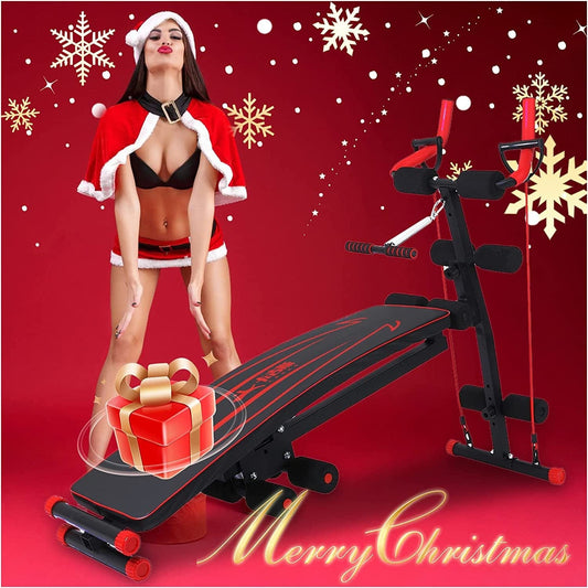 Multiple Sit up Bench, Adjustable Weight Bench Foldable Ab Bench Incline Decline Flat Bench Workout Bench Press with Fast-Inclining Seat and Backrest for Home Gym Men Women Strength Training