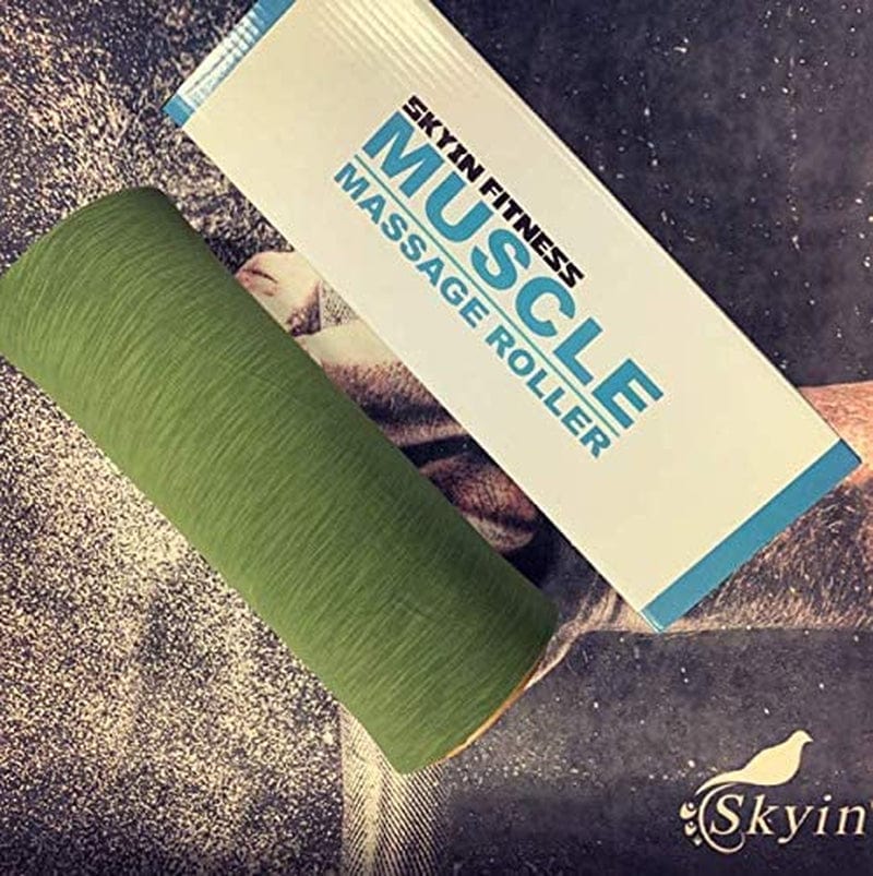 Natural Foam Roller,Massage Roller 12.5X 5 Inches(The Diameter May Vary from 4.7" to 5.2 " Because It'S Made of Natural Bamboo) 5 Year Warranty, 60-Day Satisfaction Guarantee (Olive Green)