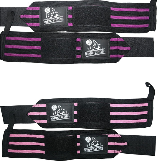 Nordic Lifting Wrist Wraps (2 Pairs/4 Wraps) 14" for Weightlifting | Cross Training | Powerlifting - for Women & Men - Improve Hand Strength & Support during Weight Lifting 1 Year Warranty