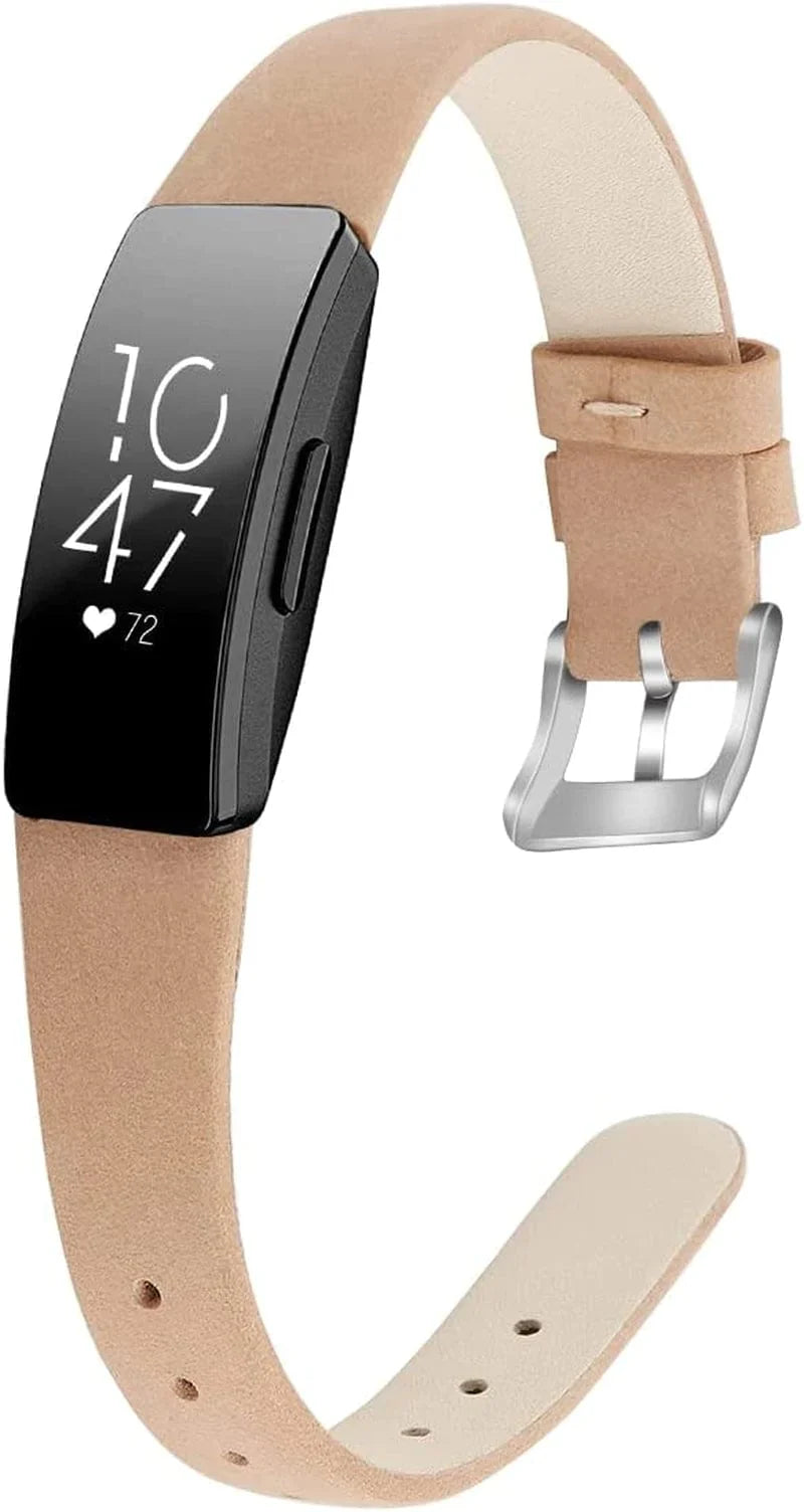 OCEBEEC Compatible for Fitbit Inspire 2 / Inspire Hr/Inspire Bands for Women Men, Genuine Leather Slim Soft Strap Wristbands Accessories Replacement for Fitbit Inspire Fitness Tracker（Floral 2）