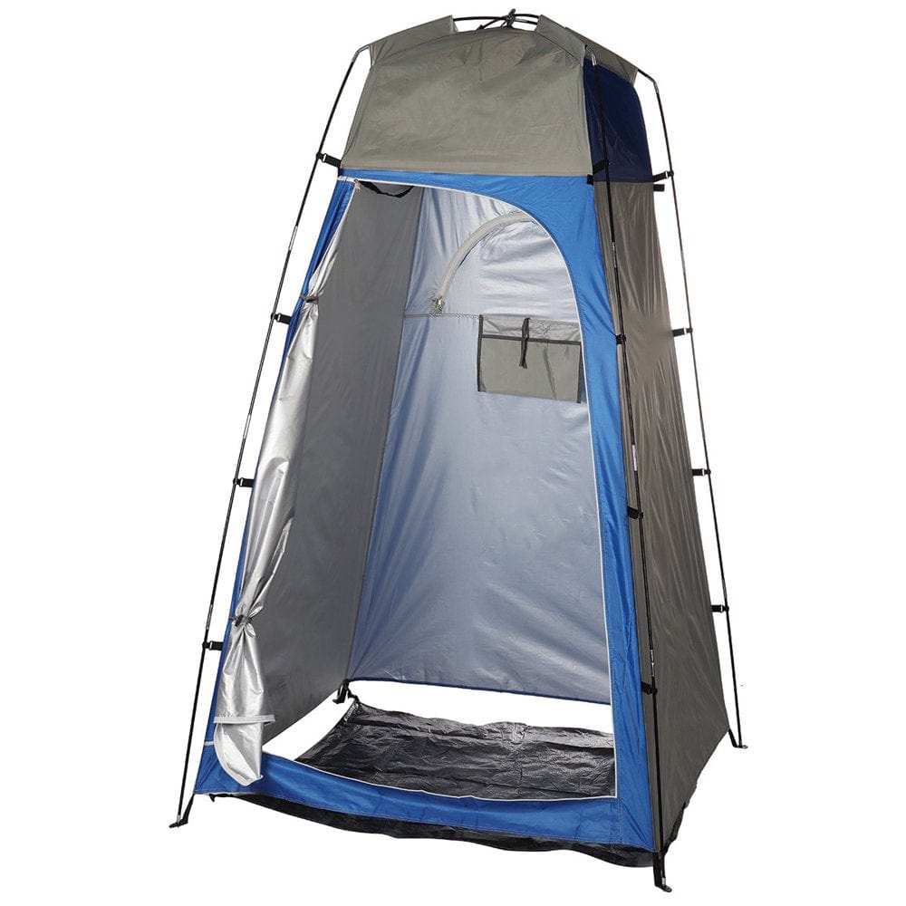 Outdoor Instant Shower Tent with Carry Bag, Pop up Shower Tent, Portable Camping Privacy Shelter with Floor Changing Tent Dressing Room, Camping Toilet Fishing Bathing Tent Rain Shelter for Beach, Blu