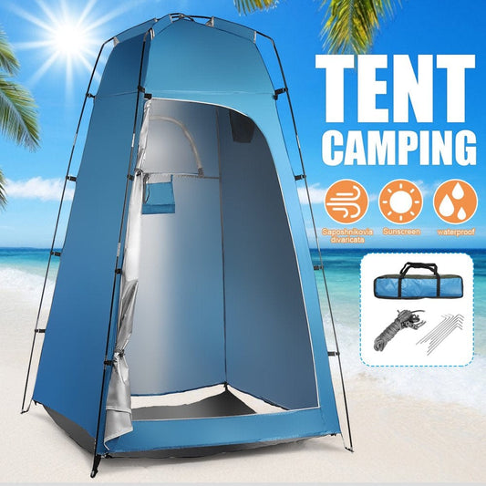 Outdoor Instant Shower Tent with Carry Bag, Pop up Shower Tent, Portable Camping Privacy Shelter with Floor Changing Tent Dressing Room, Camping Toilet Fishing Bathing Tent Rain Shelter for Beach, Blu