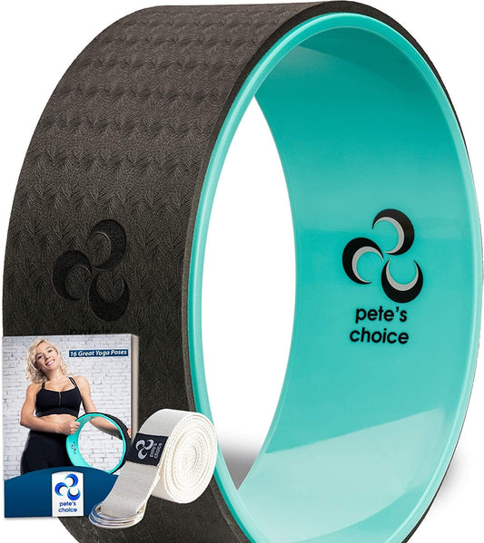 Pete'S Choice Yoga Wheel with Ebook & Yoga Strap - Comfortable & Durable Yoga Balance Accessory | Increase Flexibility | Ideal Home Yoga Kit I Improve Posture