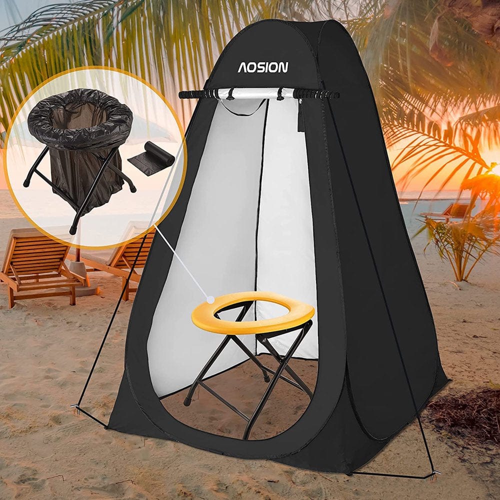 Portable Camping Toilet Seat, Stainless Steel Folding Toilet Seat for Outdoor Camping and Hiking, Travel Toilet Collapsible, Sliver