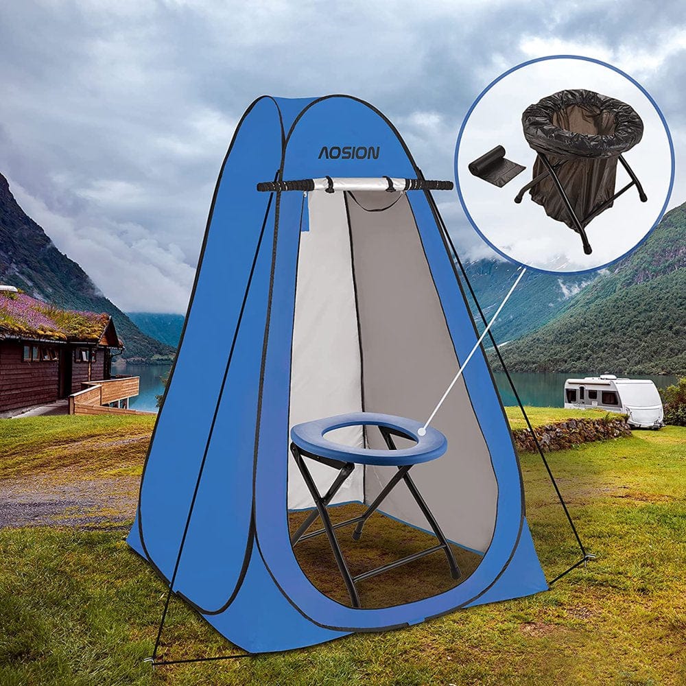 Portable Camping Toilet Seat, Stainless Steel Folding Toilet Seat for Outdoor Camping and Hiking, Travel Toilet Collapsible, Sliver