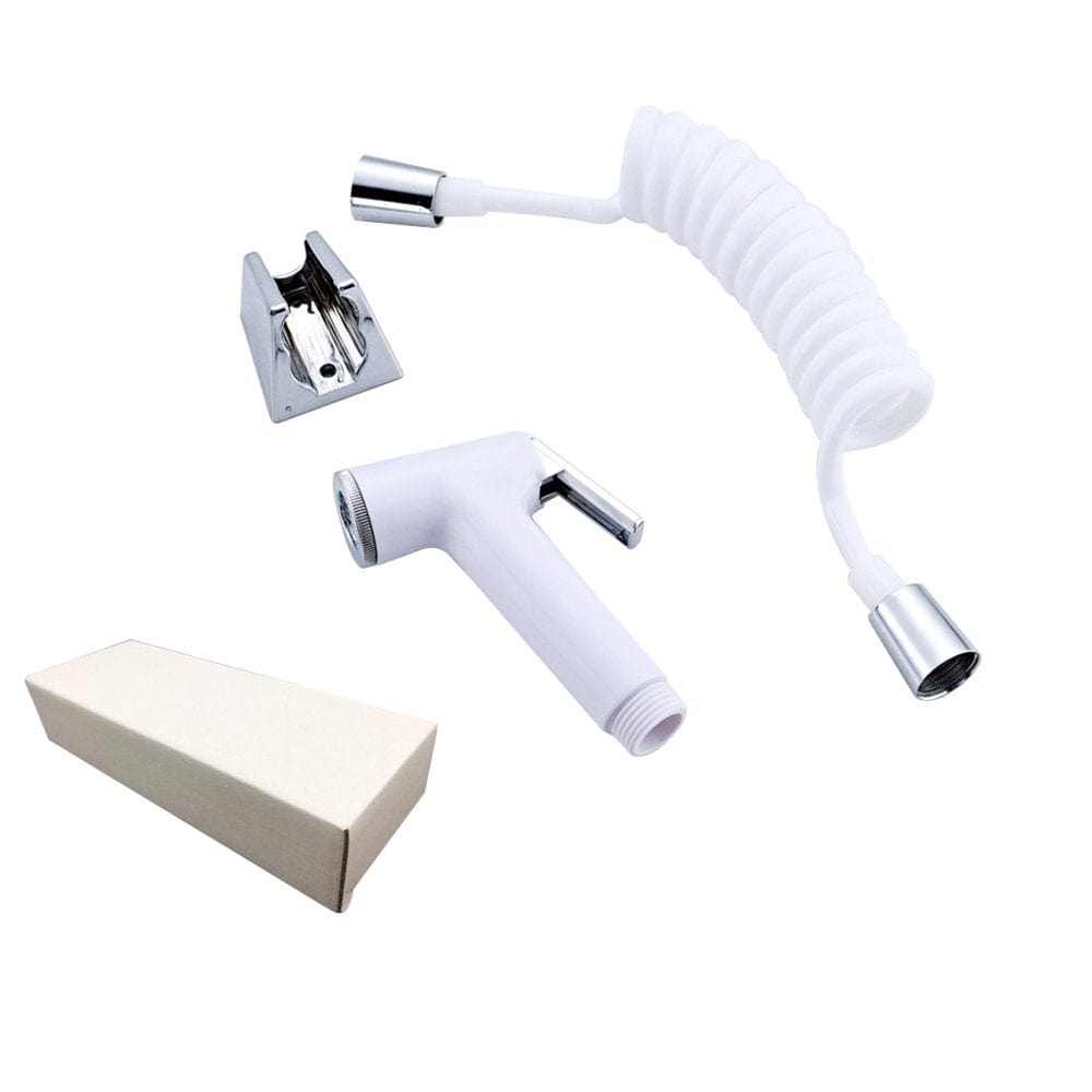Portable Toilet Bidet Handheld Sprayer ABS Stainless Hand Bidet Shower Hand Spray Head Self Cleaning Bathroom Accessories White Tube+Seat