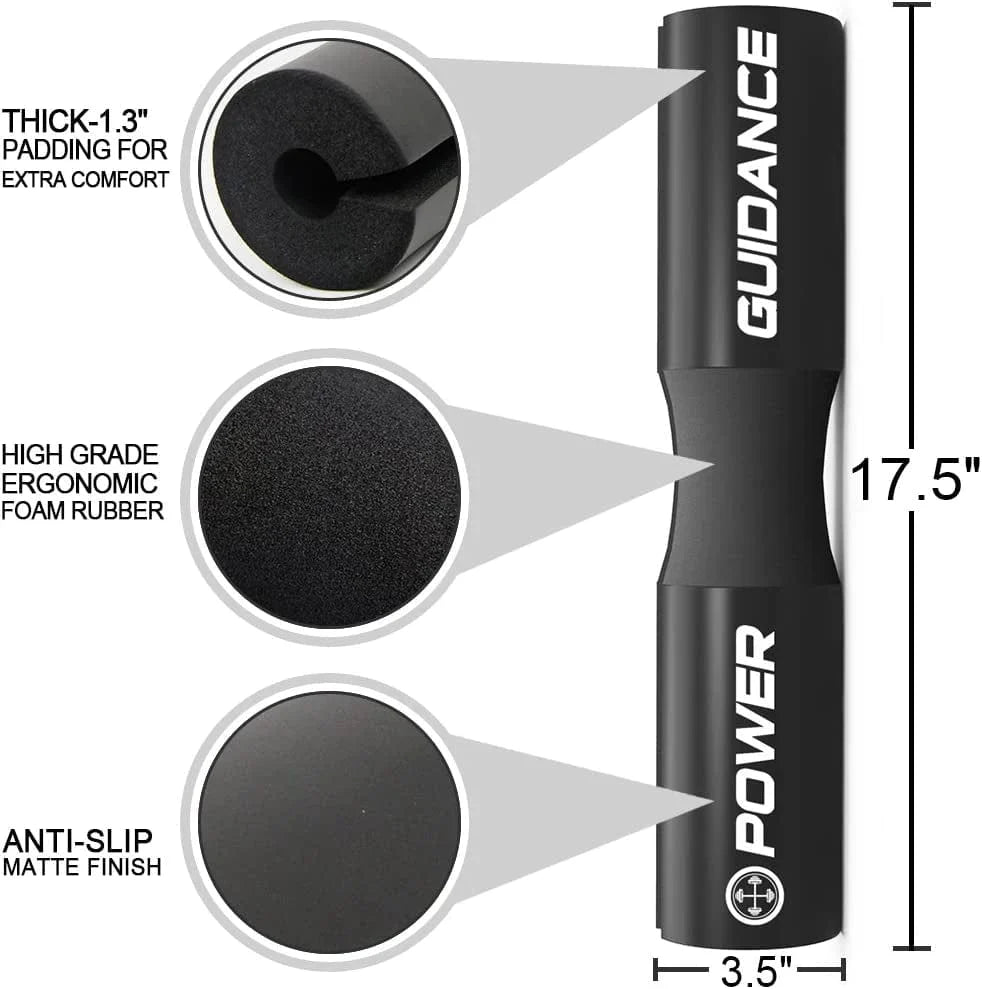POWER GUIDANCE Barbell Squat Pad - Neck & Shoulder Protective Pad - Great for Squats, Lunges, Hip Thrusts, Weight Lifting & More - Fit Standard and Olympic Bars Perfectly