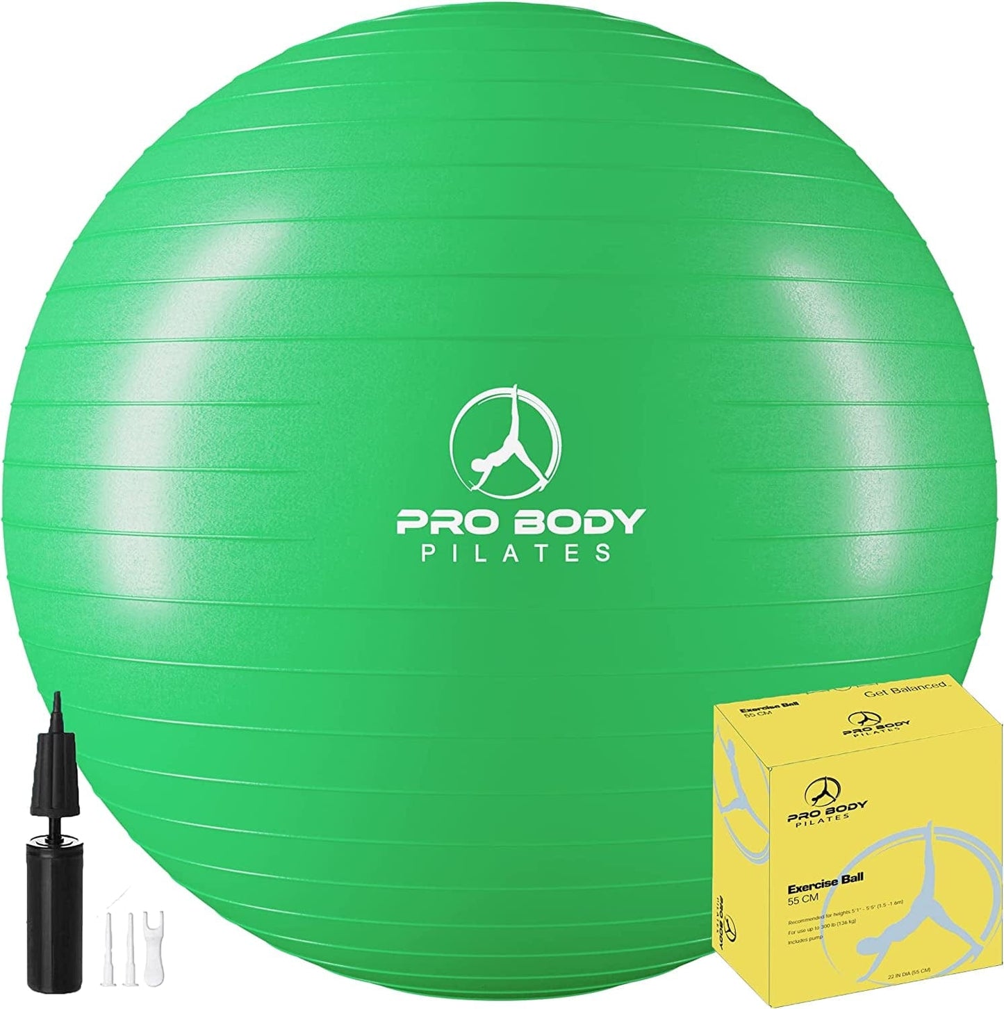 Probody Pilates Ball Exercise Ball Yoga Ball, Multiple Sizes Stability Ball Chair, Large Gym Grade Birthing Ball for Pregnancy, Fitness, Balance, Workout at Home, Office and Physical Therapy W/ Pump