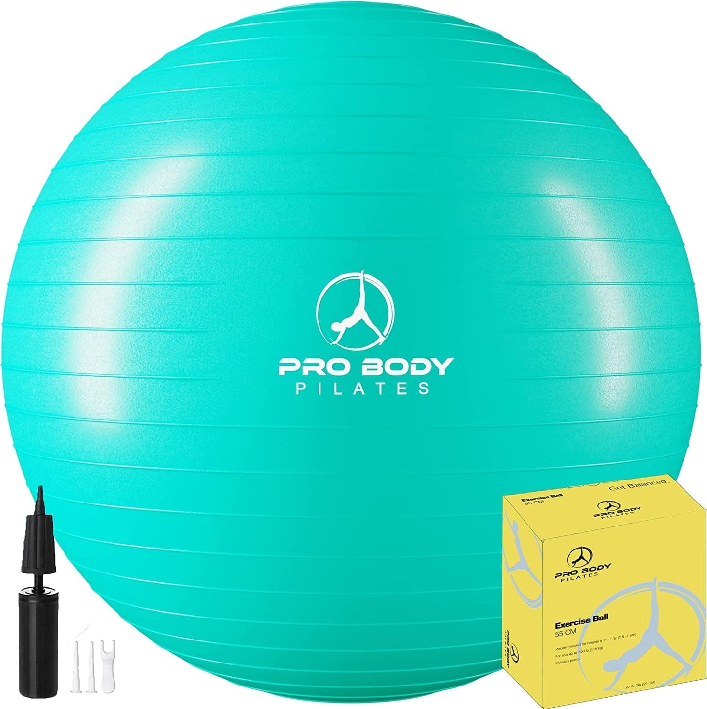 Probody Pilates Ball Exercise Ball Yoga Ball, Multiple Sizes Stability Ball Chair, Large Gym Grade Birthing Ball for Pregnancy, Fitness, Balance, Workout at Home, Office and Physical Therapy W/ Pump